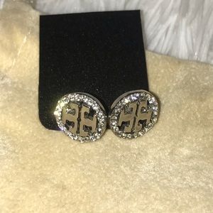 Small silver and crystal earrings